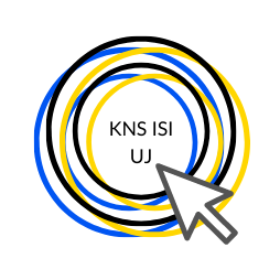 Logo Koła Naukowego Epicentrum. Na środku drukowany napis "EPI". Pod nim napis "CENTRUM" wpisany na okręgu. Od EPI - CENTRUM odchodzą filetowe okręgi. 